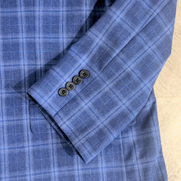 Oak Hill Men's Sport Coat Blazer Size 2XL Blue Tartan Pattern with Extra Buttons - Picture 4 of 13